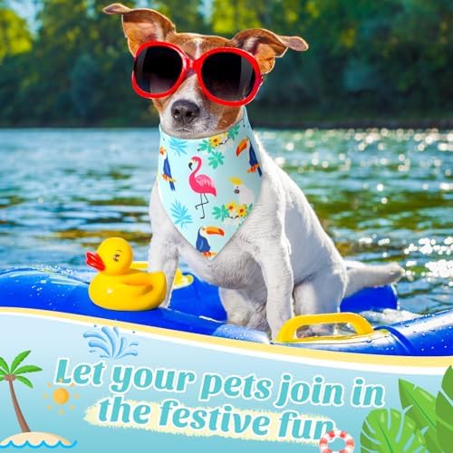Weewooday 50 Pcs Hawaiian Dog Bandanas Bulk for Dogs Soft Bibs Adjustable Triangle Pet Bandana for Small Medium Large Costume(Hawaii Pattern, 25.6 x 17.7 x 17.7 Inch) - Image 4
