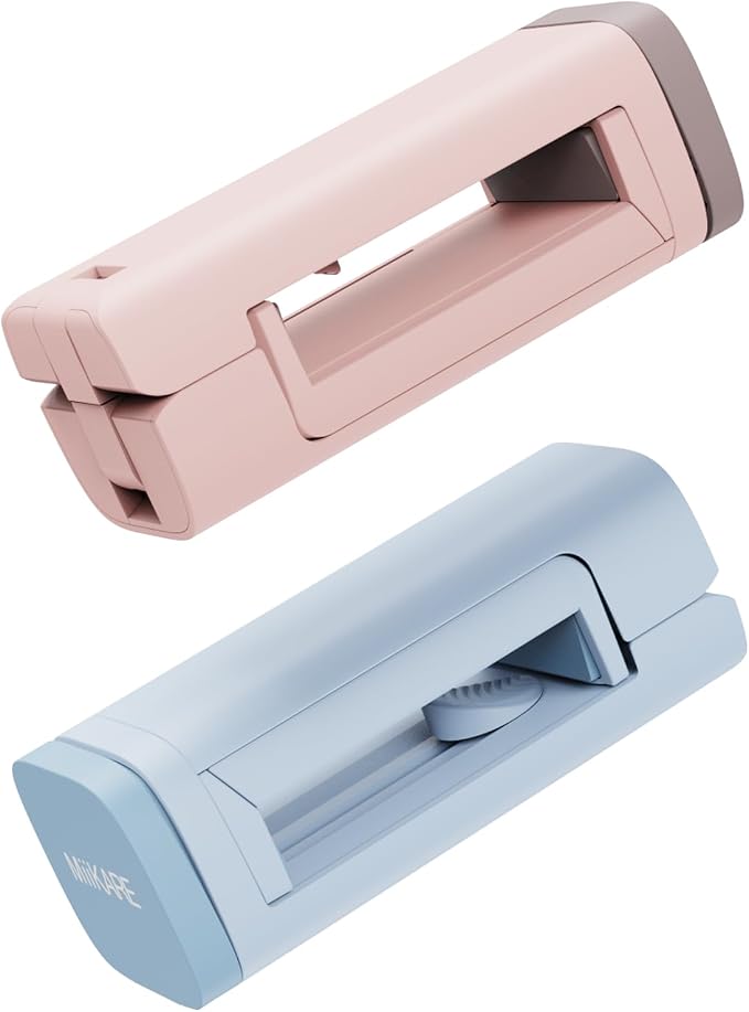 MiiKARE Travel Essentials Airplane Phone Holder, Universal Handsfree Phone Mount for Flying with 360 Degree Rotation, Travel Must Haves Phone Stand for Desk, Tray Table, Pink&Blue by MiiKARE