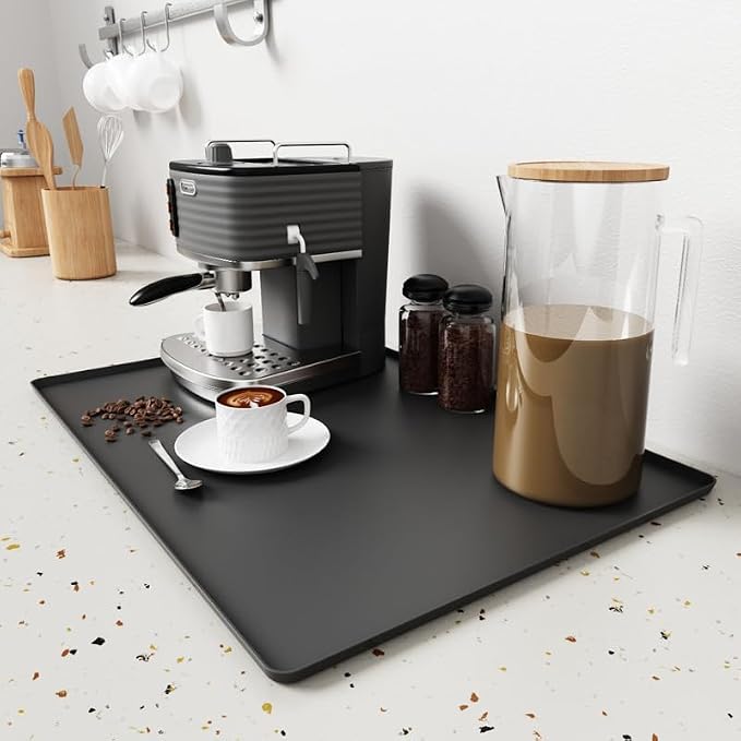 Coffee Mat, Bar Mat for Kitchen Counter, 16"x24" Kitchen Coffee Bar Pad, Anti-Slip, Heat Resistant Pad for Espresso Machines, Dinner Plates, Ice Cream Machines, Espresso Accessory by Cadetian