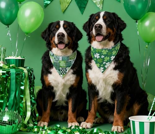 St. Patrick's Day Dog Bandanas 2PCS-XLarge,Irish Shamrock Design Scarves, Holiday Costumes,Pet Scarves for Boys and Girls,Dog Outfit Gifts for Extra Large Dogs(Green) - Image 6