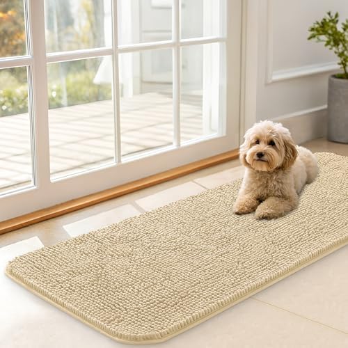 OLANLY Dog Door Mat for Muddy Paws 47x17, Super Absorbent Chenille Mud Mat by OLANLY