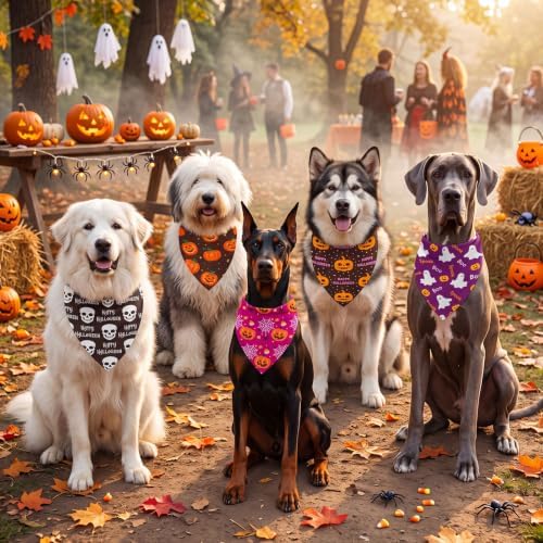 Weewooday 50 Pcs Halloween Dog Bandanas Bulk for Large Pets Charm Grooming - Image 6