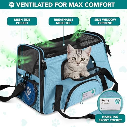 PetAmi Airline Approved Pet Carrier for Cats & Small Dogs, Large Light Blue - Image 3
