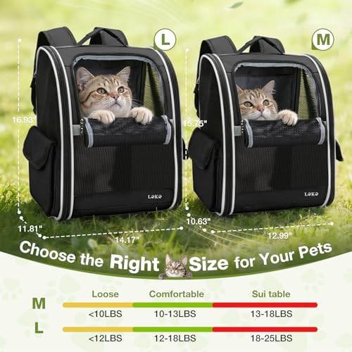 Lekereise Dog Carrier Backpack for Small Medium Large Dogs Cats up to 25 lbs, Breathable Pet Backpack Carrier with 3 Entrances, Collapsible Cat Backpack Carrier, Travel Hiking Puppy Backpack - Image 4