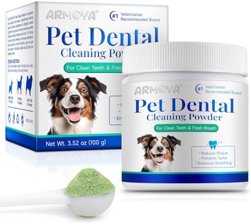 ARMOYA Dog Dental Powder - Teeth Cleaning Powder for Dogs - Dog Dental Care - Plaque & Bad Breath Off P-owder D-og - D-ental Care Supplies for Small - Medium - Large Do-gs by Unknown