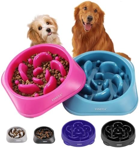 2PCS Slow Feeder Dog Bowls, Pet Supplies that Slow Down Eating, Pet Food Bowls, Maze Dog Puzzle Feeder for Medium Breed by YINEYA