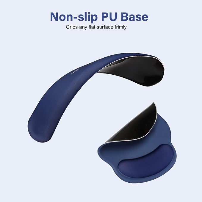 MOSISO Wrist Rest Support for Mouse Pad&Keyboard Set, Navy Blue | Circle Curved Ergonomic Mousepad Non-Slip Base Home/Office Pain Relief&Easy Typing Pad with Soft Cloth&Silicone Lining - Image 5