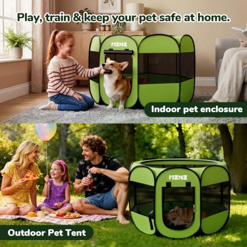 Dog Cat Small Animal Puppy Playpen Crate, Medium, Whole Green - Image 4