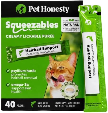 Pet Honesty Vet Backed Hairball Remedy Lickable Puree, Salmon, 40 Ct by PetHonesty