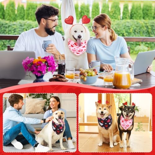 Vivifying 2 Pack Valentine's Day Dog Bandanas - Triangle Dog Scarf with Heart Design, Reversible for Festive Photo Props and Decor (X-Large, Valentine's Day) - Image 6