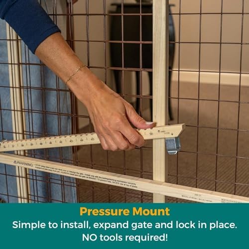 MYPET Wire Mesh Dog Gate: 29.5"-50" Wide, Pressure Mounted with No Tools; Expandable, Durable Pet Gates for Doors and Hallways, 31" Tall, Made with Sustainable Hardwood - Image 3