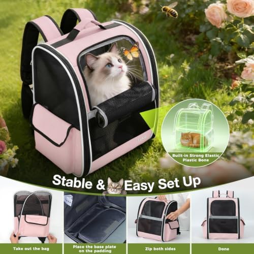 Lekereise Cat Backpack Carriers, Dog Carrier Backpacks with Breathable Mesh for Small Medium Large Cats Dogs Puppy Up to 25 Lbs, Pet Foldable Carrying Backpack Ventilated for Travel Hiking Collapsible - Image 7