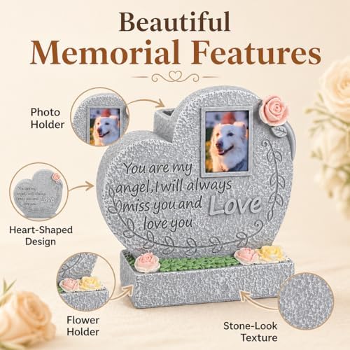 Pet Memorial Stone for Loss of Dog or Cat-Resin Dog Memorial Gifts with Flower Language Design-Heartfelt Pet Loss Sympathy Gift-Dog Passing Away Remembrance Keepsake - Image 4