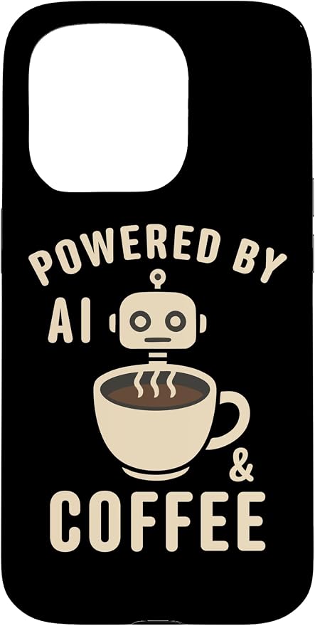 Powered by AI and Coffee Robot Case for iPhone 15 Pro by Unknown