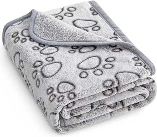 Stuffed® Premium Soft Dog Blanket Washable, 40"x32" Cat Blanket for Indoor Cats Large Medium Small Dog Puppy Essentials (Grey) by STUFFED