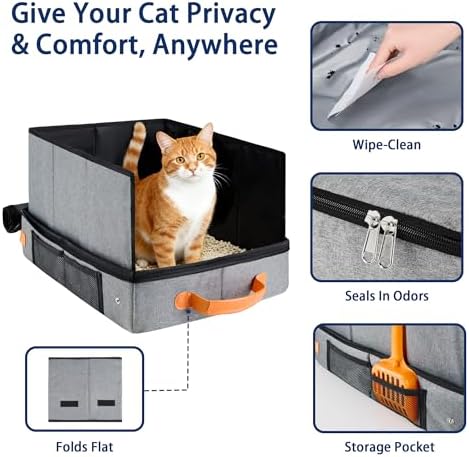MORAIS Portable Travel Litter Box for Cats, 17.7"×13.5"×11" - Image 4