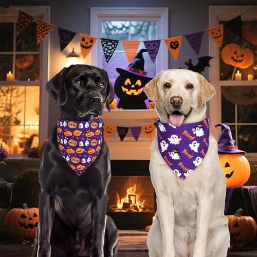 Halloween Dog Bandanas XLarge 3PCS, Fall Scarf for Boy Girl - Image 5