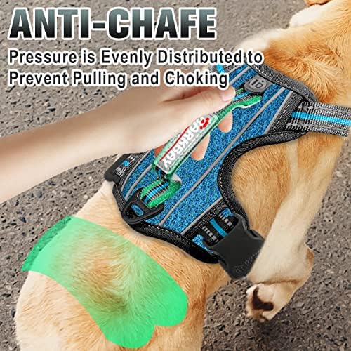BARKBAY No Pull Dog Harness Large Step in Reflective Dog Harness with Front Clip and Easy Control Handle for Walking Training Running with ID tag Pocke(Blue/Black,M - Image 4