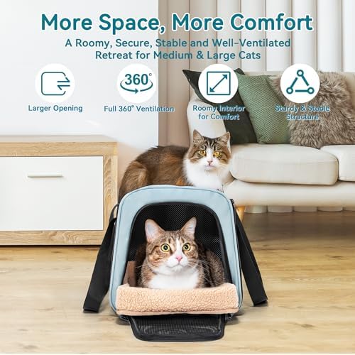PETSFIT Large Cat Carrier with Patented Safety Buckles,Big Cats Up to 20 lb - Image 5