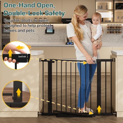 InnoTruth 29.6-39.1 in Wide Baby Gate for Stairs and Doorways, Black - Image 3