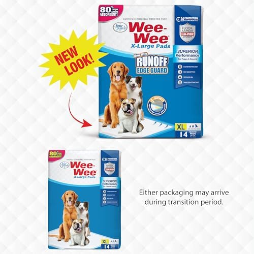 Four Paws Wee-Wee Superior Performance Unscented Extra-Large Pee Pads for Dogs & Puppies, Quilted Leak-Proof Dog Housebreaking Potty Training Floor Protection, 28" x 34", 14 Count - Image 2
