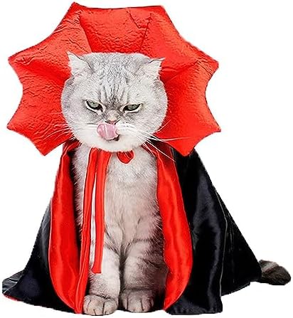 Pet Halloween Vampire Baron Cloak, Festival Cosplay Robe, Pet Halloween Costume Clothes Suit for Medium and Large Cats and Dogs by QIYADIN