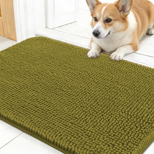 OLANLY Dog Door Mat for Muddy Paws 24x16, Super Absorbent Chenille Mud Mat by OLANLY