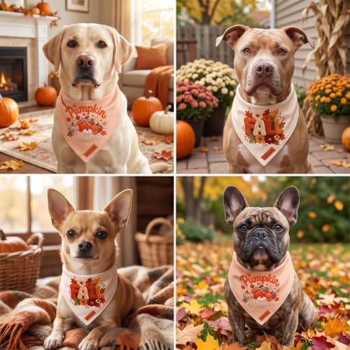 PTDECOR Fall Dog Bandanas, Pumpkin Season Thanksgiving Pet Scarf, Small - Image 3