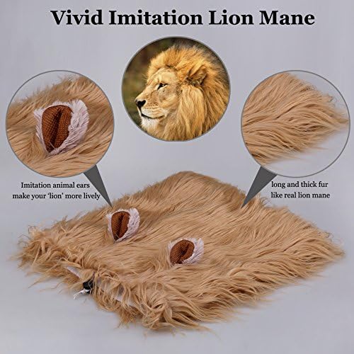 Onmygogo Lion Mane Wig for Dogs with Ears, Funny Pet Costumes for Halloween Christmas - Image 3