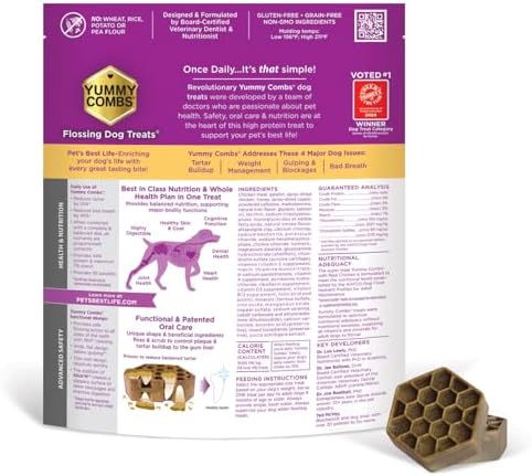 Yummy Combs Dog Dental Treats – Vet VOHC Approved – Delicious Chicken Protein – Removes Tartar with Cleaning Comb Shape – Dental Dog Treats for Medium Dogs (36oz, 45 Count) - Image 7