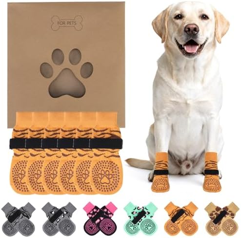 KOOLTAIL Anti Slip Dog Socks to Prevent Licking Paws,Dog Shoes for Hot Pavement & Hardwood Floors,Durable Soft Double Sided Grippy Socks for Small Medium Large Dogs, Traction Control for Senior Dogs by KOOLTAIL