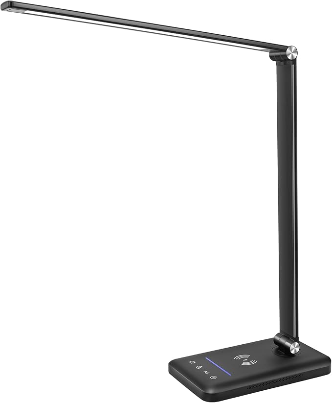 LED Desk Lamp with Night Light, Fast Wireless Charger, USB Charging Port, 10 Brightness, 5 Color Modes, Dimmable Bedside Table Lamp for Bedroom, Touch Control, Auto Timer, 1200Lux Super Bright - Image 9