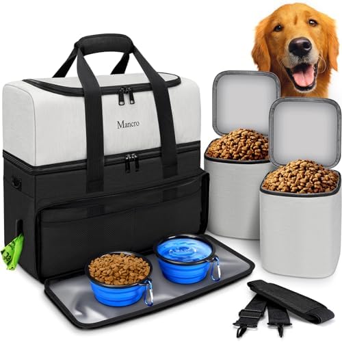 Mancro Dual Layers Dog Travel Bag, Dog Mom Gifts, Road Trip Essentials by Mancro