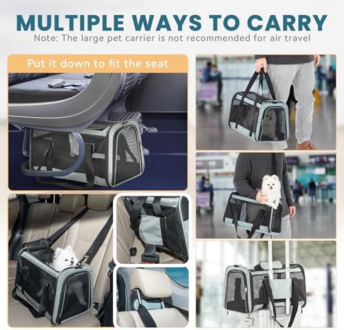 19 x 12 x 12 Large Cat Car Carrier – Roomy Escape-Proof Cat Car Seat for Safe Driving, Lockable Zippers & Safety Tether, Soft-Sided Travel Carrier for Road Trips & Vet Visits - Image 3
