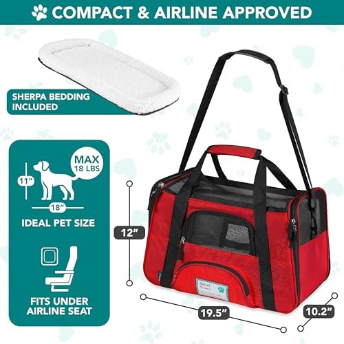 PetAmi Airline Approved Pet Carrier for Cats & Small Dogs, Large, Red - Image 2