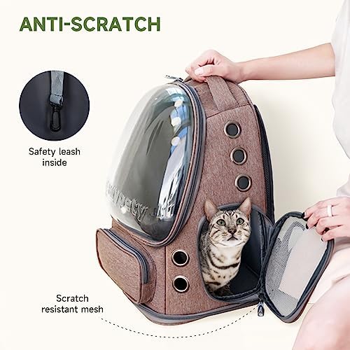 Cawypety Cat Backpack Carrier Large Space Bubble Backpack up to 12lbs Khaki - Image 3