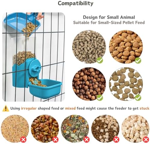 Automatic Pet Food Water Dispenser, Auto Gravity Pet Feeder Water Bottle Set for Cage, Feeding Station for Puppy Kitten Rabbit Guinea Pigs Chinchilla Ferret Hedgehog (Blue) - Image 3