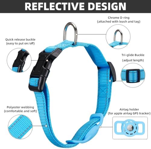 Reflective Dog Collar, Compatible with AirTag, Nylon Pet Cat Puppy Collar for Small, Medium, Large, and Extra Large Dogs - Image 6