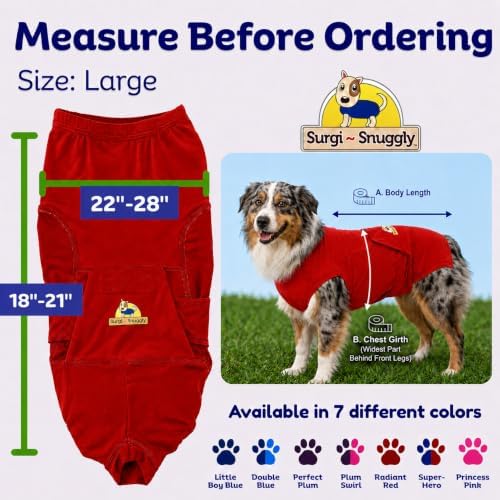 Surgi Snuggly Dog Surgery Recovery Suit, Cone Alternative, Spay/Neuter L - Image 6