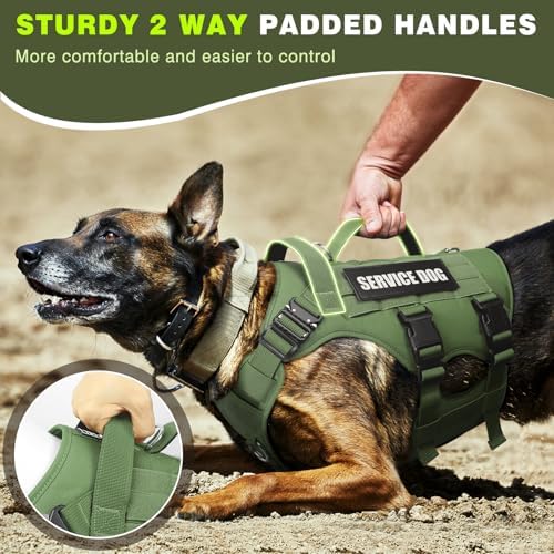 WINSEE Service Dog Vest Harness for Medium Dog, Tactical Working MOLLE Vest with 10 Pet Patches, No Pull Heavy Duty Harness for Training Walking - Image 4