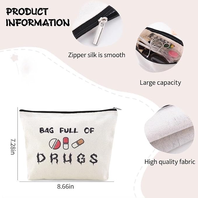 Travel Medicine Bag for Family Pharmacist Nurse Practitioner Gifts for Women Funny Meds Pouch Dental Medical Physician Assistant Makeup Bag Canvas Medication Carrying Pouch Emergency Pouch for School - Image 2
