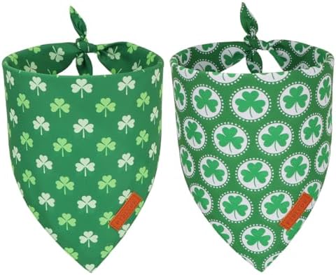 PTDECOR St.Patrick's Day Dog Bandana, Irish Shamrock Dog Scarf, X-Large by PTDECOR