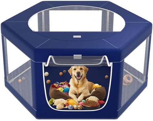 Hexagonal Dog playpen, 45 Inch Soft Puppy Playpen with 600D Oxford Fabric, Stable Structure with Thickend Stainless Steel Tubes, 25.6 Inch Height Pet Playpen for Small and Medium Dogs, Animals by ZIKOPOMI