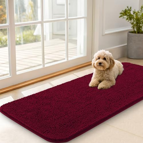 OLANLY Dog Door Mat for Muddy Paws 47x20, Super Absorbent Chenille Mud Mat by OLANLY