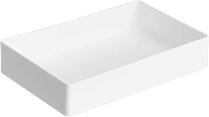 Amazon Basics Rectangular Plastic Desk Organizer Bundle, 3 Pieces Letter Tray and Accessory Tray for Office Supplies, Document Organization, Workspace Storage, 10 x 13.4 inches, White - Image 3