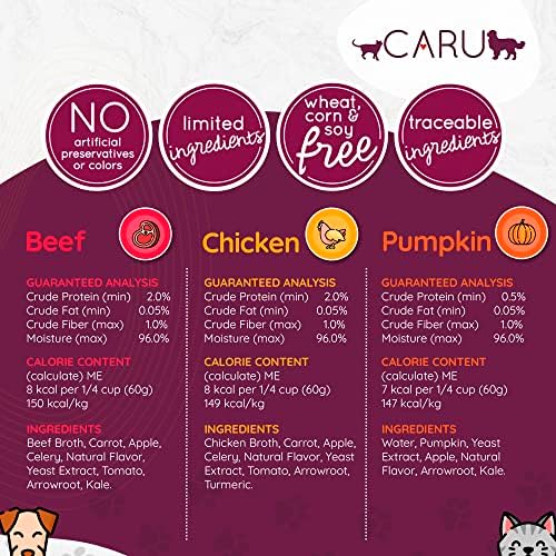Caru - Daily Dish Pumpkin, Beef & Chicken Bone Broth - Meal Topper for Dogs & Cats - Supports Overall Pet Health - Pour-Over Broth for Wet/Dry Food - Human Grade Ingredients - 3 Pack Variety - Image 4
