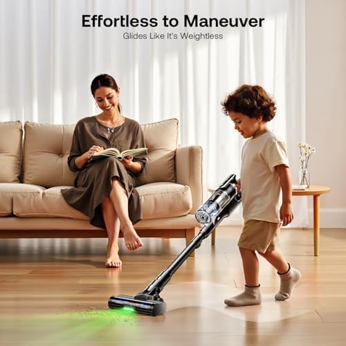 Trucozie Cordless Vacuum Cleaner, Self-Standing Lightweight Stick Vacuum with 50 mins Runtime, Powerful Suction, Anti-Tangle Wireless Vacuum for Home, Hardwood Floor, Carpet, Pet Hair, Black - Image 3