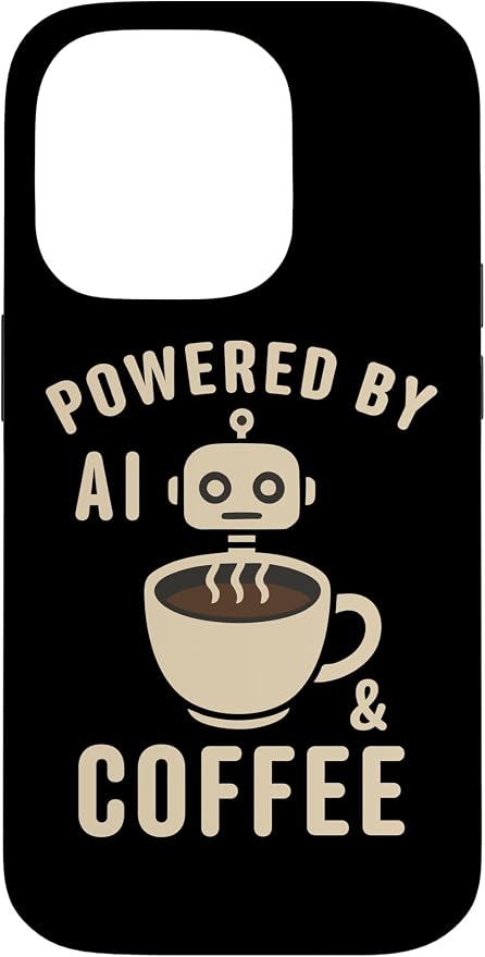 Powered by AI and Coffee Robot Case for iPhone 14 Pro by Unknown