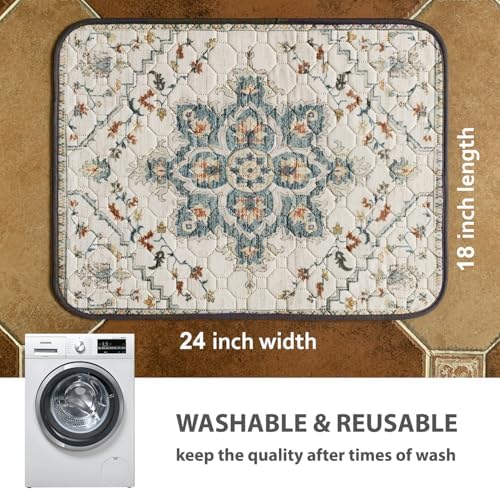 nunubaby Washable Pee Pads for Dogs, Stylish, Non-Slip and Leak-Proof Pee Pads. Reusable Potty Pads for Dogs for Crates and Floors.(Beige/Floral, 18" x24" ) - Image 4