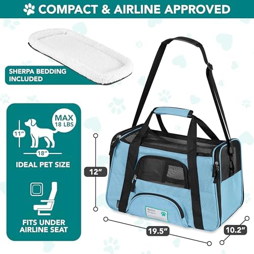 PetAmi Airline Approved Pet Carrier for Cats & Small Dogs, Large Light Blue - Image 2